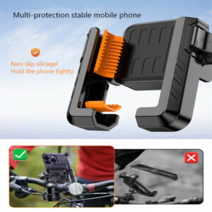 XANES Bike Phone Holder Four Corners Shockproof Free Rotation Electric Scooter Motorcycle Bicycle Mount for 4.7"-7.2" Cellphone Color Black