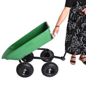 [EU Direct] Folding Garden Dump Cart with Steel Frame Pneumatic Tires Load 300lbs for Outdoor Lawn Riding Yard