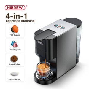 [EU Direct] HiBREW Coffee Machine 4in1 Multiple Capsule Espresso Dolce Milk&Espresso&ESE Pod&Powder Coffee Maker Stainless Metal Outook H3