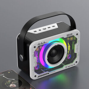 Portable Bluetooth Speaker Home Wireless Karaoke Speaker Outdoor 360 Stereo Subwoofer With LED Flashing Teeth Metal Subwoofer Color Black