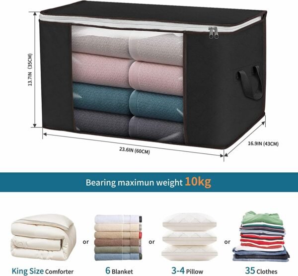 90L Large Capacity Waterproof Clothes Storage Bags Dustproof Quilt Blanket Storage Bags w/ Zipper