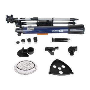[EU Direct] ESSLNB ES2014 525X Astronomical Telescope 70mm Telescopes with K4/10/20 Eyepieces for Adults Kids Beginners Erect-Image Refractor Telescope with Stainless Steel Tripod Phone Mount and Red Dot Finderscope