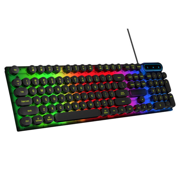 Skylion H600 Wired Gaming Keyboard And Mouse Set Mechanical Feel Punk Round Keycaps keyboard 1600dpi 104-Keys RGB Led Lights Color Black