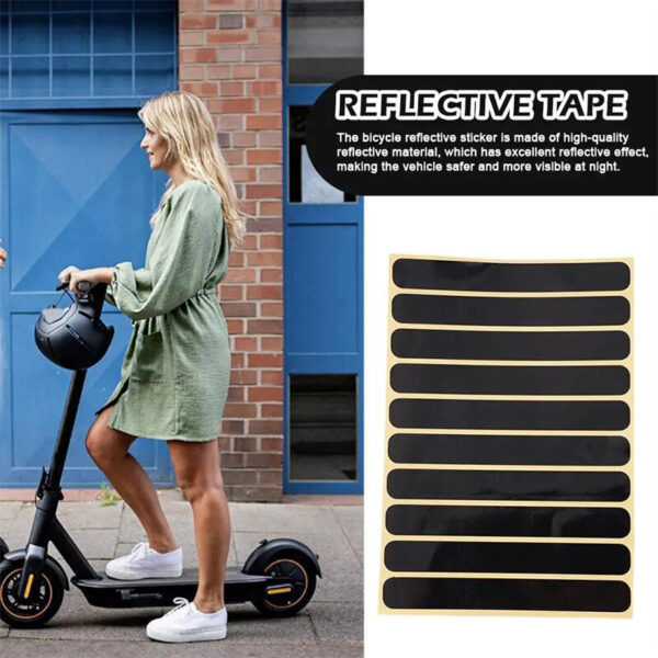 XANES 10PCS Set 8*1cm Invisible Reflective Adhesive Tape Bicycle Helmets Black Car Covering White Scratches Repairing for Bike Scooter