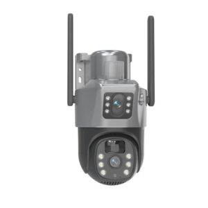 6MP Dual Lens WIFI 4G LTE Solar Powered Camera Dual Screen Outdoor IP Camera Solar Panel Audio PIR Security Surveillance Camera IP66 Waterproof Two-way Audio Version WiFi