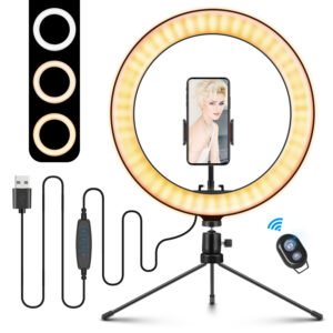 ELEGIANT EGL-02C 10.2 Inch LED Ring Light Selfie Dimmable Ring Lamp with Tripod Stand Cell Phone Holder 3 Light Modes for Video Live Broadcast Stream