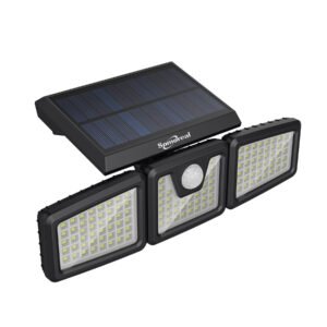 Somoreal SM-OLT4 Rotatable 3 Heads Adjustable Waterproof 120PIR Sensor Solar Flood Light 6500K White Light Model BW-OLT9(Warm Light)